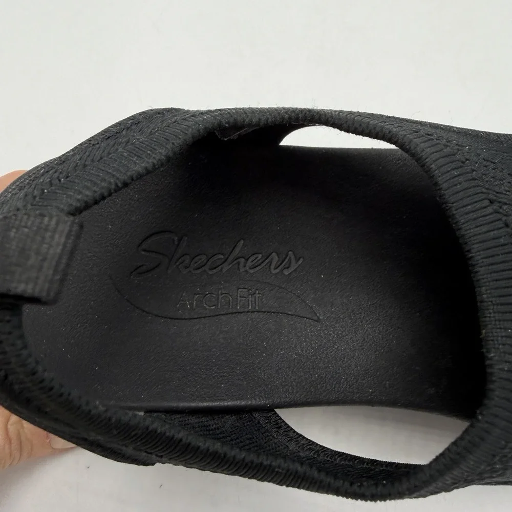 Skechers Arch Fit City Catch Sandals Womens 6 Black Textured Knit Comfort Sling